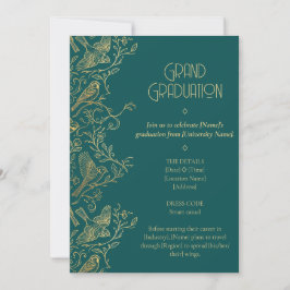 Gold-Filigran Art Deco | Spatz-Abschluss Einladung