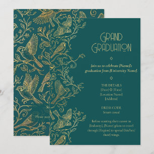 Gold-Filigran Art Deco   Spatz-Abschluss Einladung