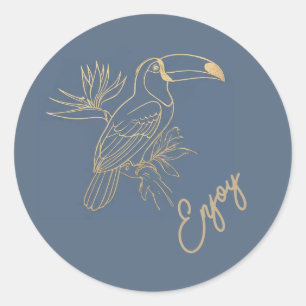 Gold-Filigran Art Deco   Toucan Estate Grau Genieß Runder Aufkleber