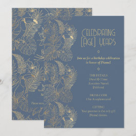 Gold-Filigran Art Deco | Tukane Geburtstag Einladung