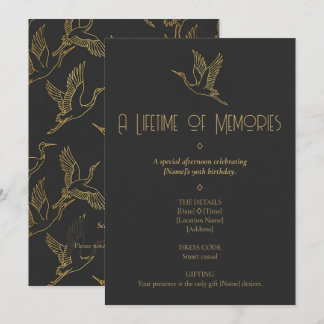 Gold Filigree Art Deco | Crane 90th Birthday Einladung