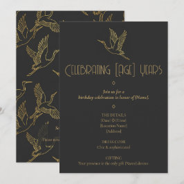 Gold Filigree Art Deco | Crane Birthday Einladung