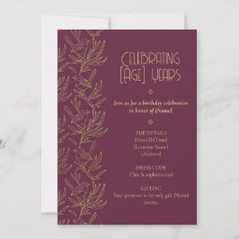 Gold Filigree Art Deco | Fairy Wren Birthday Einladung