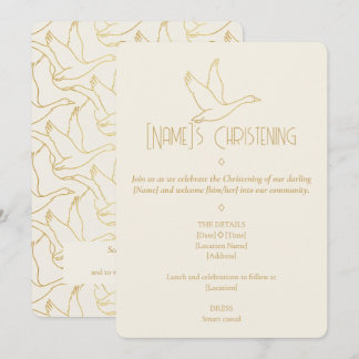 Gold Filigree Art Deco | Goose Christening Einladung