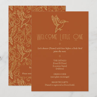 Gold Filigree Art Deco | Kingfisher Baby Shower Einladung