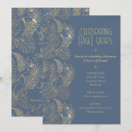 Gold Filigree Art Deco | Toucan Birthday Einladung