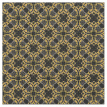 Gold Filigree Blume & Black Gray Karo Muster