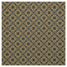Gold Filigree Blume & Black Gray Karo Muster Stoff