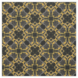 Gold Filigree Blume & Black Gray Karo Muster Stoff
