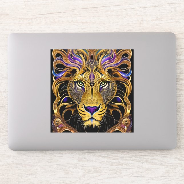 Gold Filigree Lion Aufkleber (Computer)