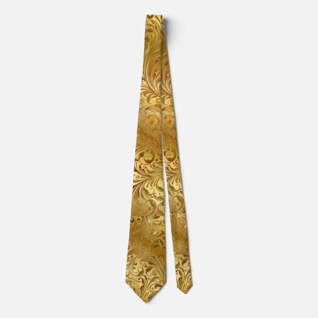 Gold Filigree Metallic Look Krawatte (Vorderseite)