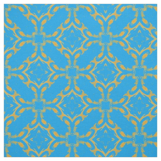 Gold Filigree und Türkis Muster Stoff (Muster)