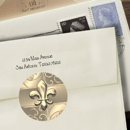 Gold Filigree Wirbel Lilie Runder Aufkleber