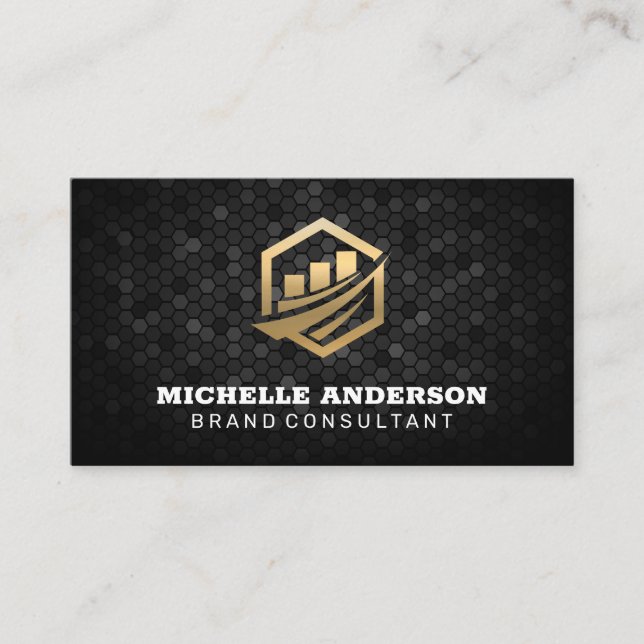 Gold Financial Icon | Geometrischer Hintergrund Visitenkarte (Vorderseite)