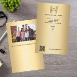 Gold-Firmenlogo Foto qr-Code Flyer<br><div class="desc">Ein Imitat goldener Hintergrund. Personalisieren und fügen Sie Ihr Firmenlogo, Ihren Namen, Ihre Adresse, Ihren Text, Ihren eigenen QR-Code. Zurück: Fügen Sie ein Foto und mehr Text hinzu.</div>