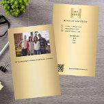 Gold-Firmenlogo Foto qr-Code Flyer<br><div class="desc">Ein Imitat goldener Hintergrund. Personalisieren und fügen Sie Ihr Firmenlogo, Ihren Namen, Ihre Adresse, Ihren Text, Ihren eigenen QR-Code. Zurück: Fügen Sie ein Foto und mehr Text hinzu.</div>