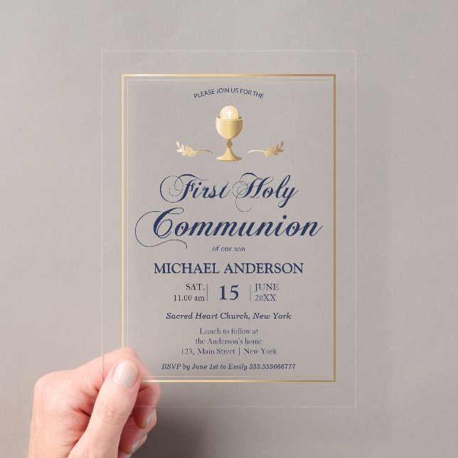 Gold First Communion Elegante Einladung (Insitu (Handheld))
