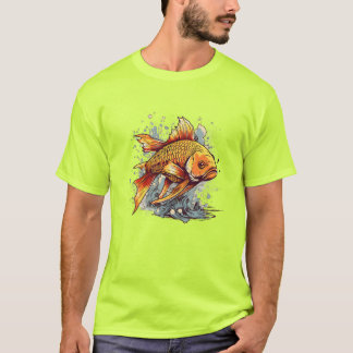 Gold Fish Art Design Vector und Illustrator T-Shirt