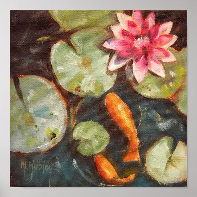 Gold Fish Koi Pond Water Lilies Poster (Vorne)