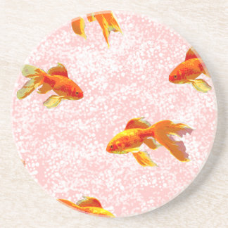 Gold fish pattern pink getränkeuntersetzer