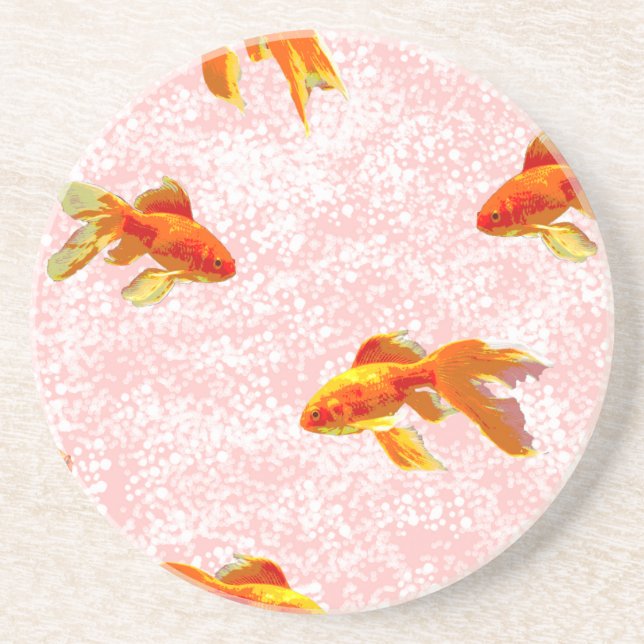 Gold fish pattern pink getränkeuntersetzer (Vorne)