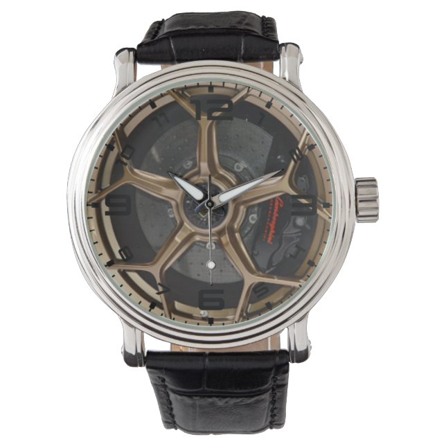 Gold Five Spoke Wheel und Brake Men's Watch Armbanduhr (Vorderseite)