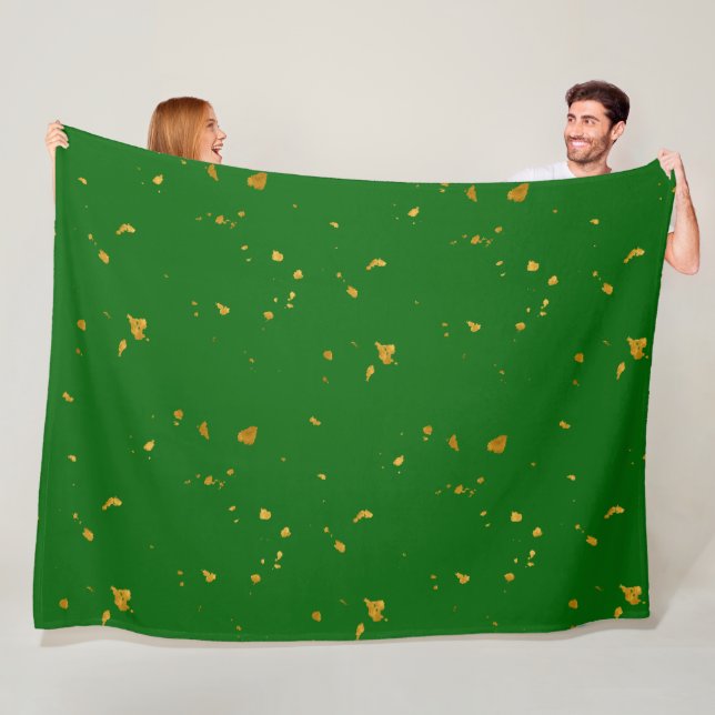 Gold Flakes auf Smarald Green Fleecedecke (Beispiel)