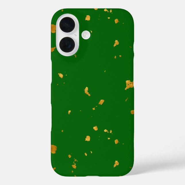 Gold Flakes auf Smarald Green iPhone 16 Hülle (Rückseite)