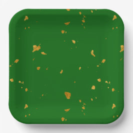 Gold Flakes auf Smarald Green Pappteller