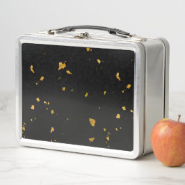 Gold Flakes Black Metall Brotdose