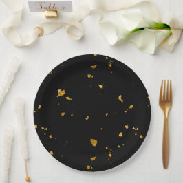 Gold Flakes Black Pappteller