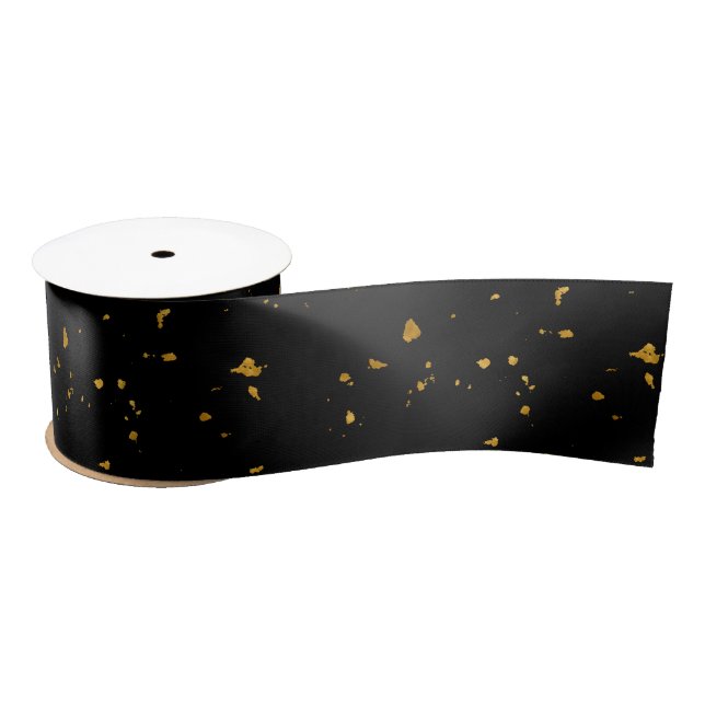 Gold Flakes Black Satinband (Spule)