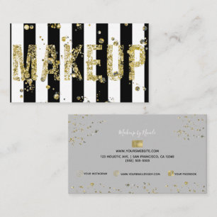 Gold Flakes Glitter Glam Minimal Beauty Makeup Bus Visitenkarte