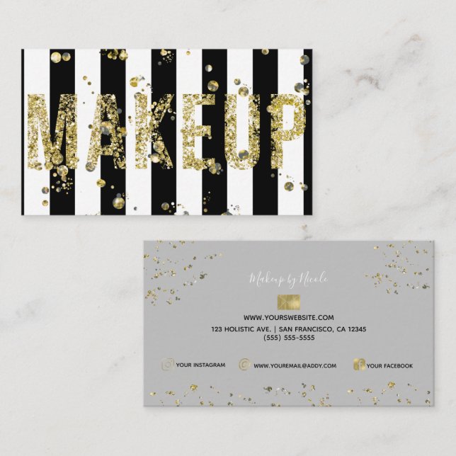 Gold Flakes Glitzer Glam Minimal Schönheit Makeup  Visitenkarte (Vorne/Hinten)