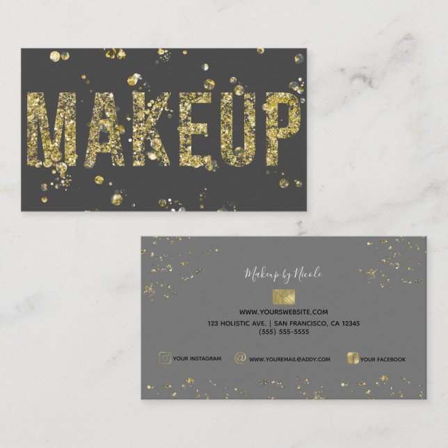 Gold Flakes Glitzer Glam Minimal Schönheit Makeup Visitenkarte (Vorne/Hinten)