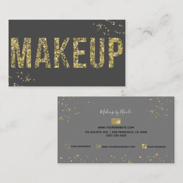 Gold Flakes Glitzer Glam Minimal Schönheit Makeup Visitenkarte (Vorne/Hinten)