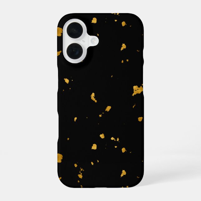 Gold Flakes Schwarz iPhone 16 Hülle (Rückseite)