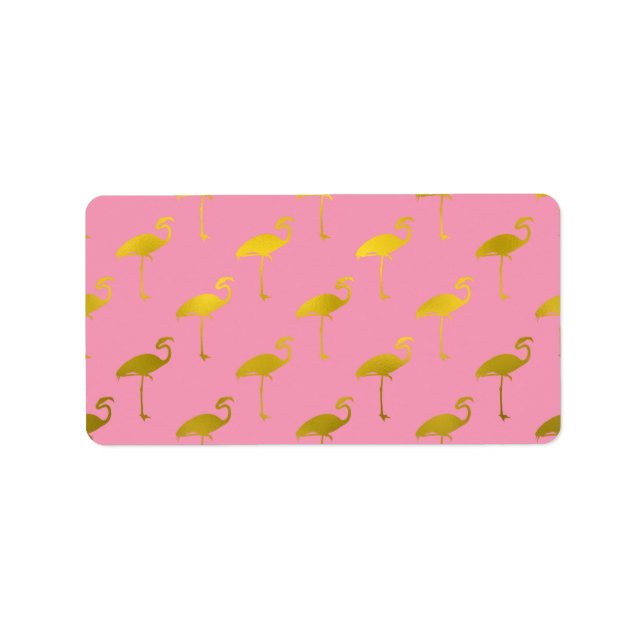 Gold Flamingo Imitate Metallic Foil Tropischer Fla Adressaufkleber (Vorne)