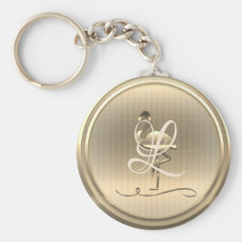 Gold Flamingo Monogram Schlüsselanhänger