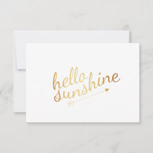 Gold Flat Note Card   Hallo Sunshine Einladung