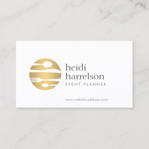 Gold-Flatware-Logo für Veranstaltungsplaner, Cater Visitenkarte