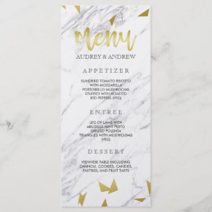 Gold Flecks & Marble Wedding Menu Menükarte