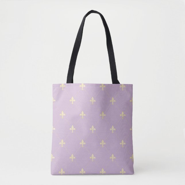 Gold Fleur-de-Lis Dusky Lilac Tasche (Vorderseite)