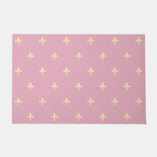 Gold Fleur-de-Lis Dusky Pink Fußmatte