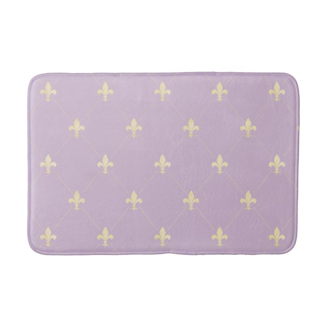 Gold Fleur-de-Lis Lilac Badematte (Vorderseite)