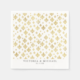 Gold Fleur-de-lis | Mardi Gras Personalisiert Serviette