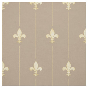Gold Fleur-de-Lis mit Lines Brown (mittlerer Maßst Stoff