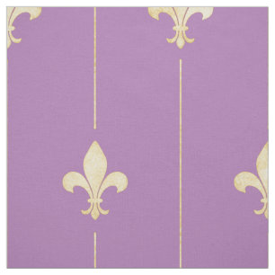 Gold Fleur-de-Lis mit Lines Lilac (groß) Stoff