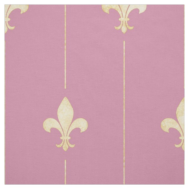 Gold Fleur-de-Lis mit Rosa (groß) Stoff (Muster)