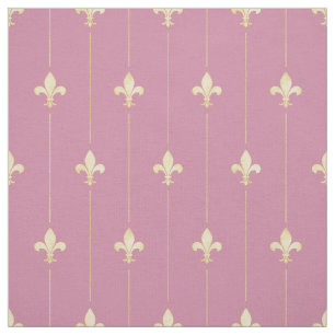 Gold Fleur-de-Lis mit Rosa (kleiner Maßstab) Stoff